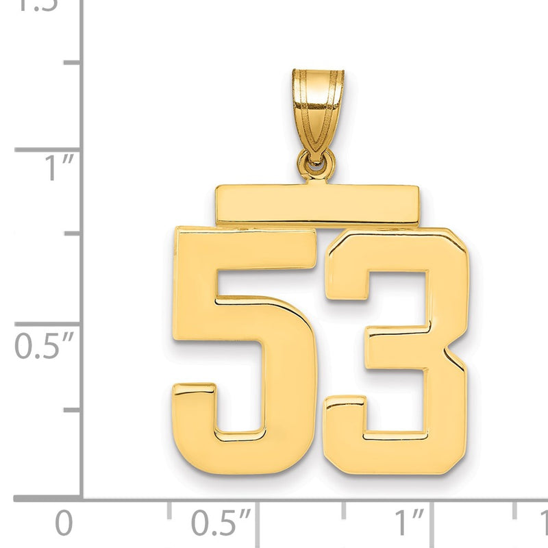 14k Yellow Gold Large Polished Number 53 Charm
