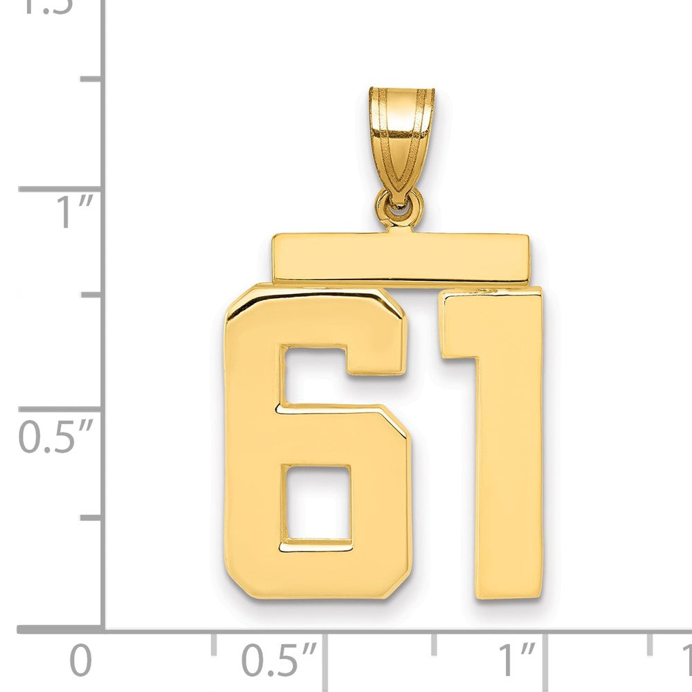 10K Yellow Gold Large Polished Number 61 Charm