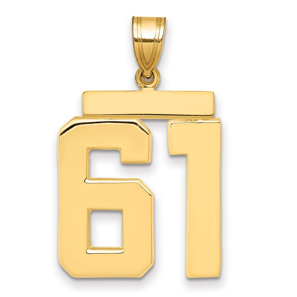 10K Yellow Gold Large Polished Number 61 Charm