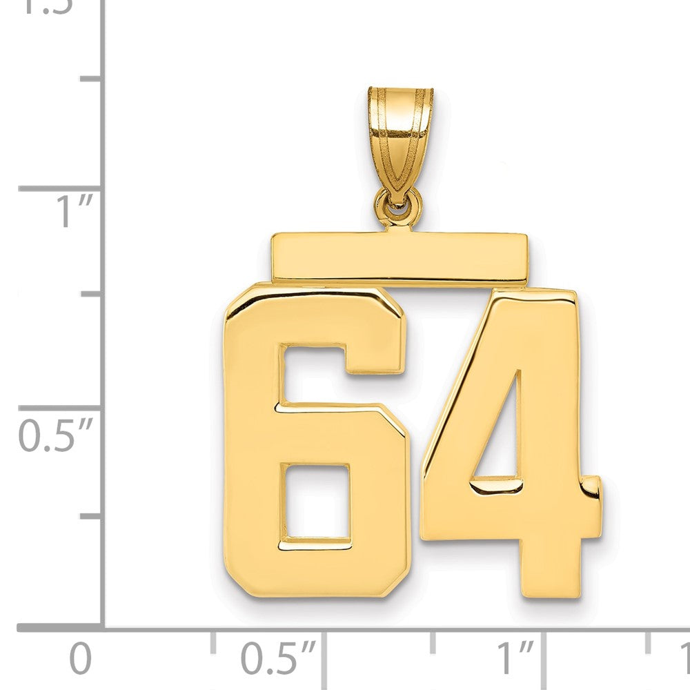 10K Yellow Gold Large Polished Number 64 Charm