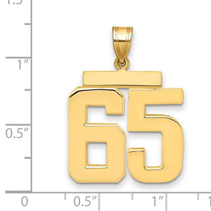 10K Yellow Gold Large Polished Number 65 Charm