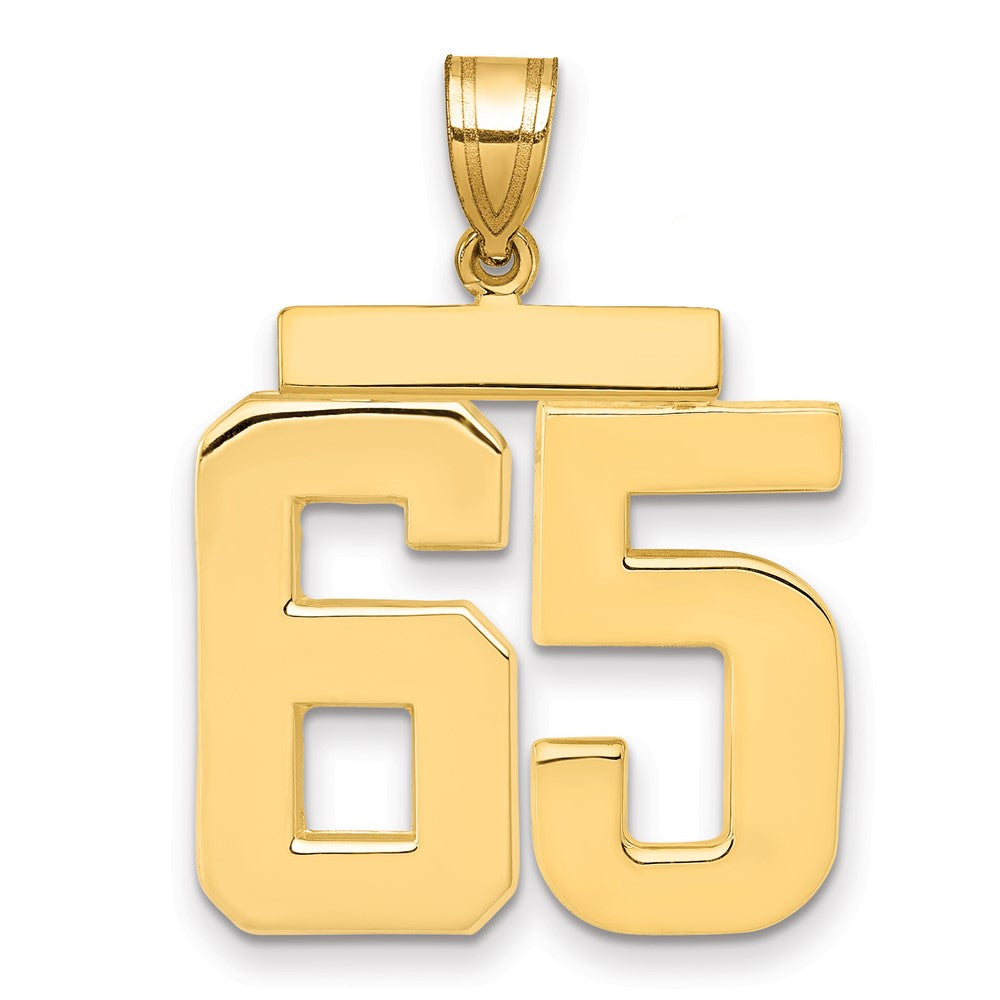 10K Yellow Gold Large Polished Number 65 Charm