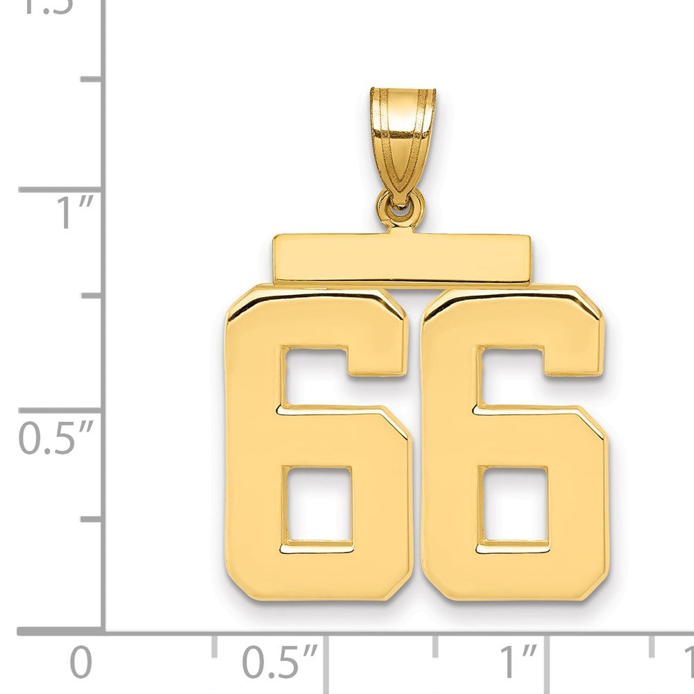 10K Yellow Gold Large Polished Number 66 Charm