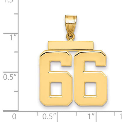 10K Yellow Gold Large Polished Number 66 Charm
