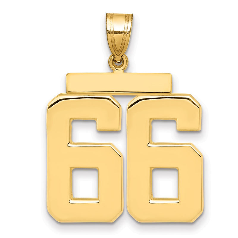 14k Yellow Gold Large Polished Number 66 Charm