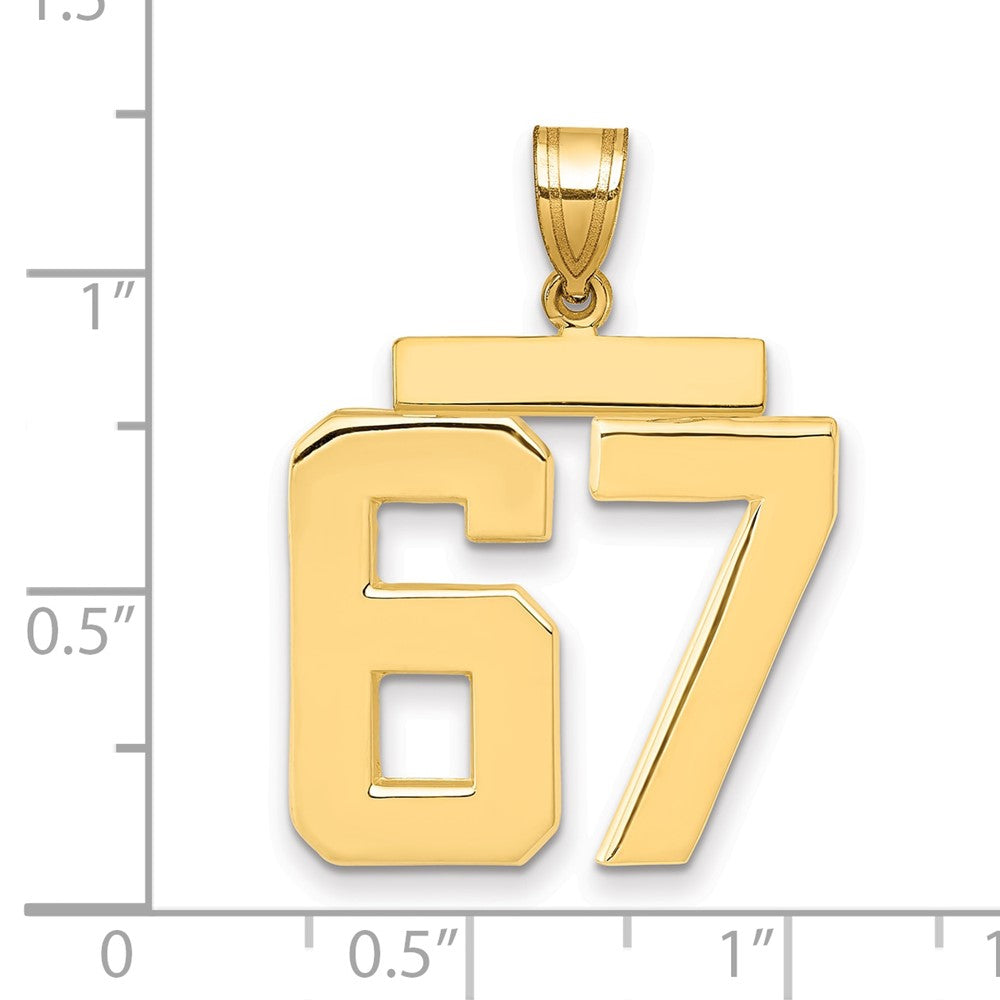 10K Yellow Gold Large Polished Number 67 Charm