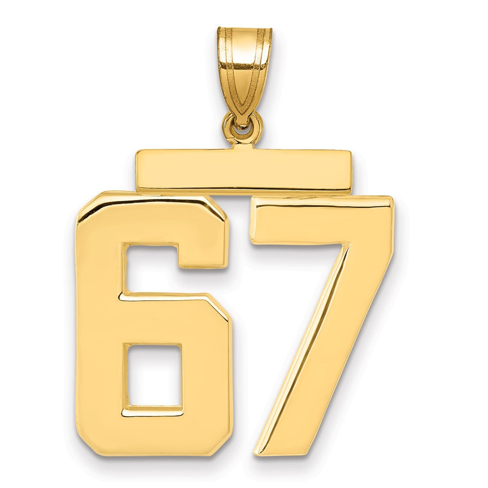 10K Yellow Gold Large Polished Number 67 Charm