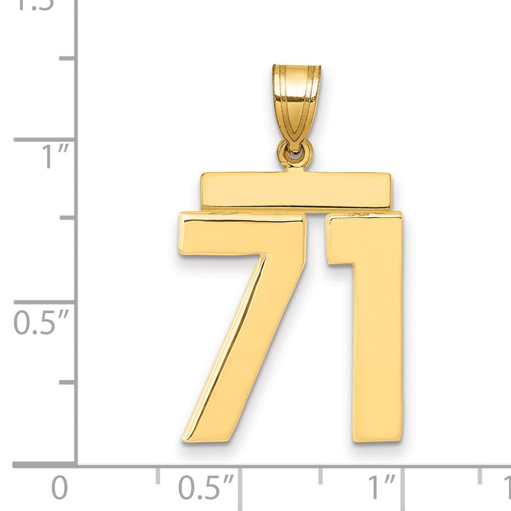 14k Yellow Gold Large Polished Number 71 Charm