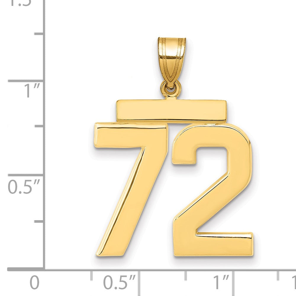 10K Yellow Gold Large Polished Number 72 Charm
