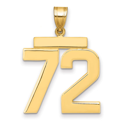 10K Yellow Gold Large Polished Number 72 Charm