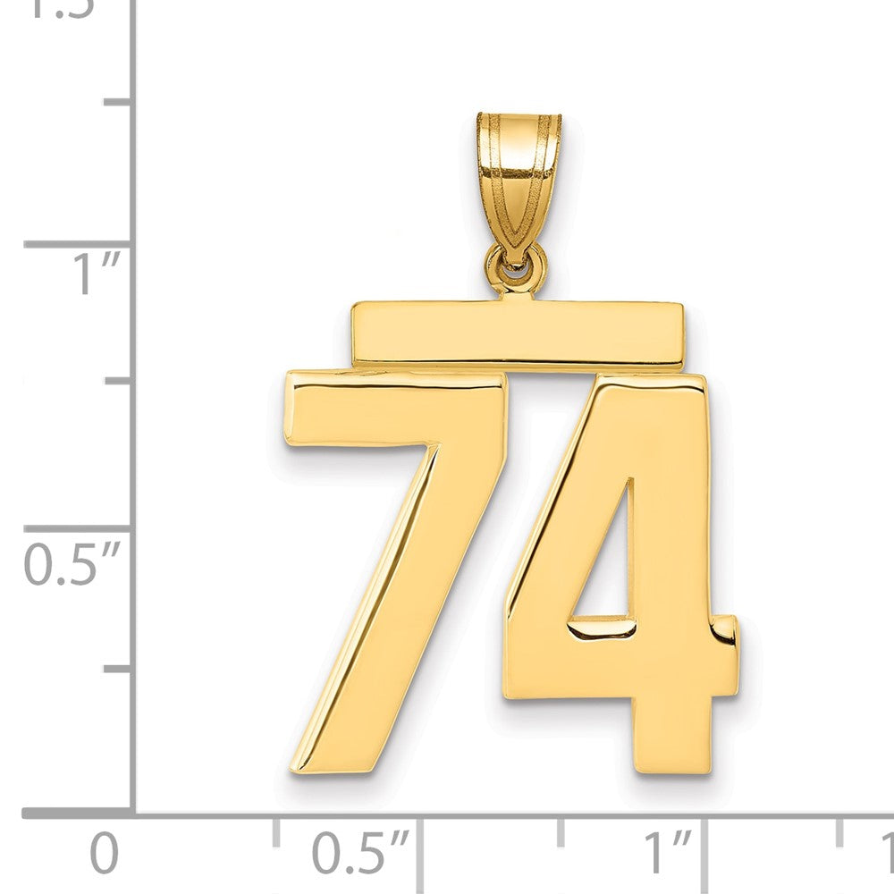 14k Yellow Gold Large Polished Number 74 Charm