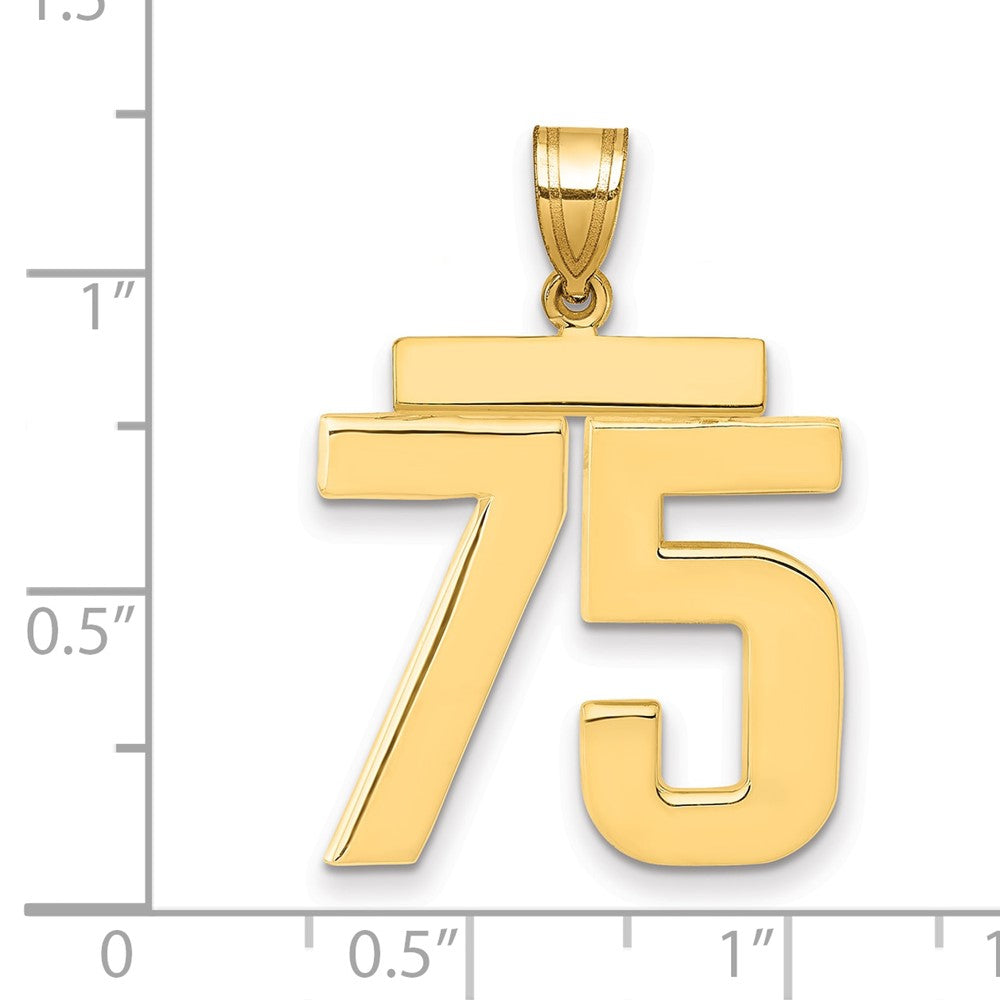 10K Yellow Gold Large Polished Number 75 Charm