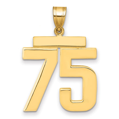 10K Yellow Gold Large Polished Number 75 Charm