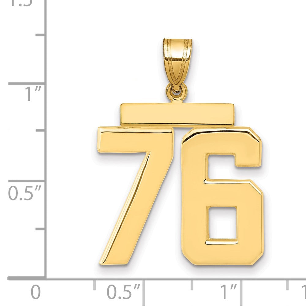 10K Yellow Gold Large Polished Number 76 Charm