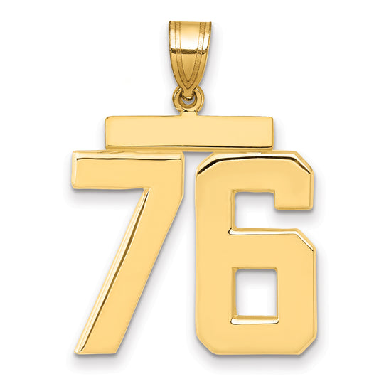 10K Yellow Gold Large Polished Number 76 Charm