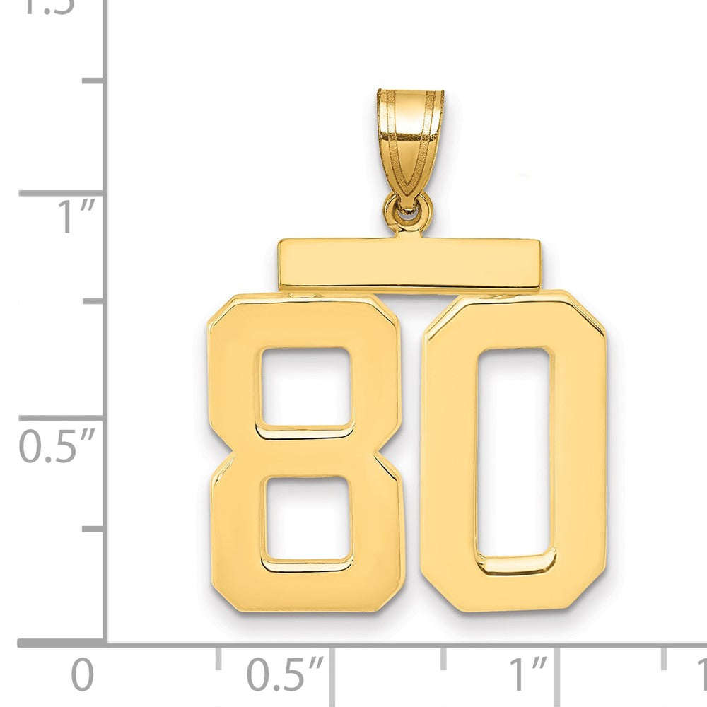14k Yellow Gold Large Polished Number 80 Charm