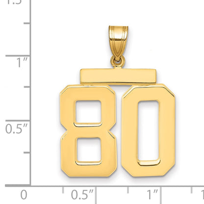 14k Yellow Gold Large Polished Number 80 Charm
