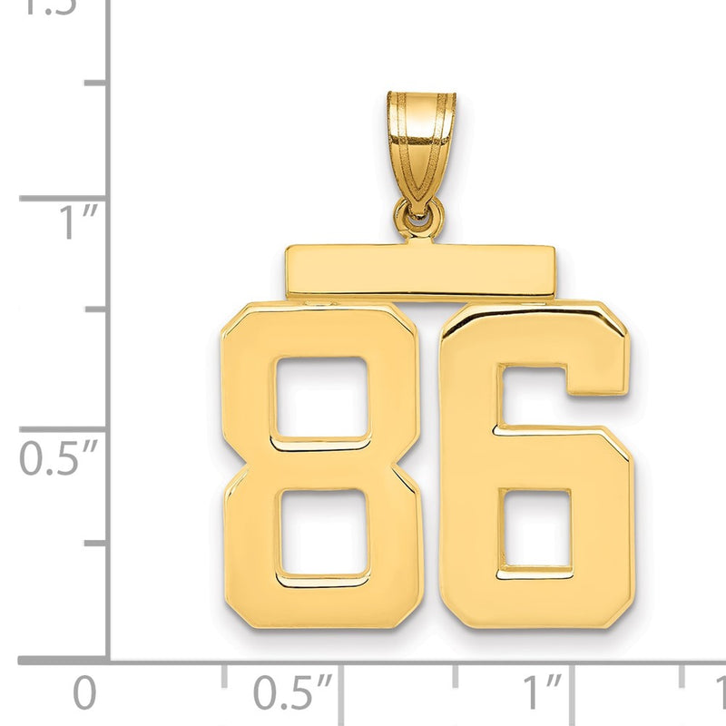 14k Yellow Gold Large Polished Number 86 Charm