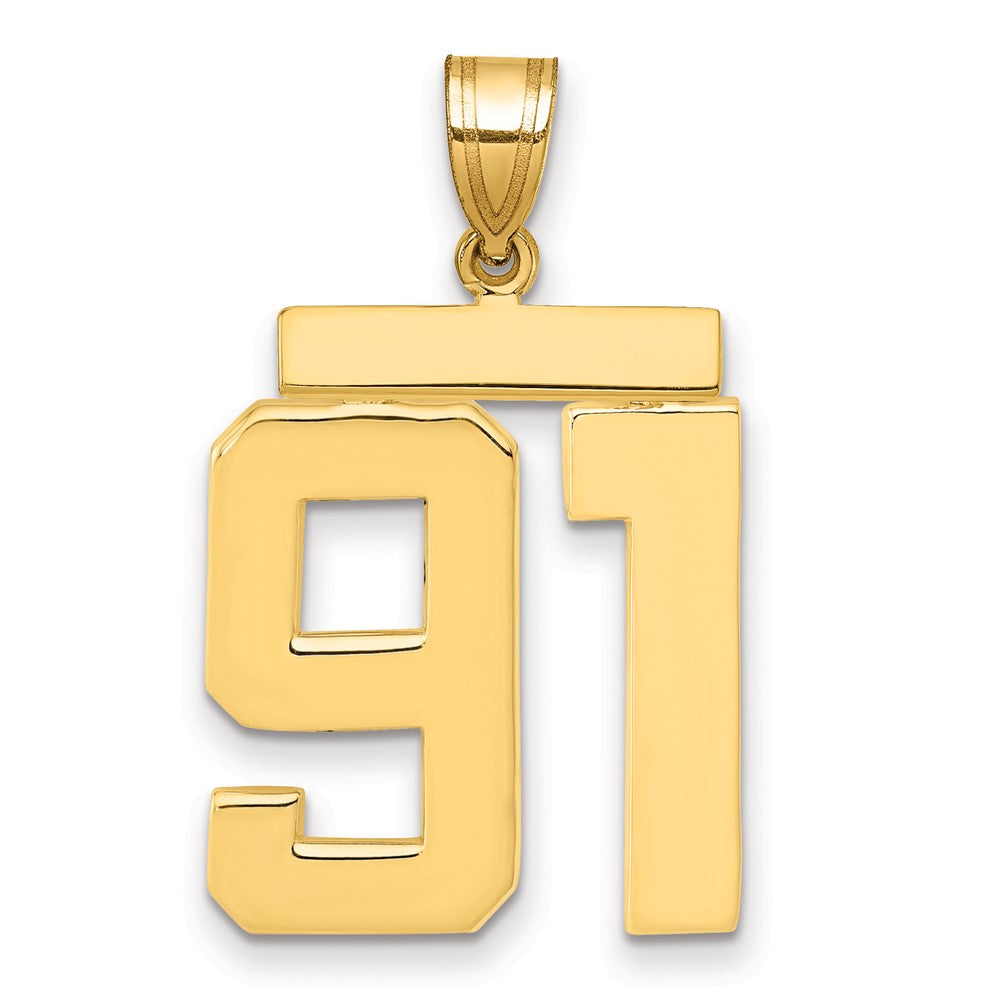 14k Yellow Gold Large Polished Number 91 Charm
