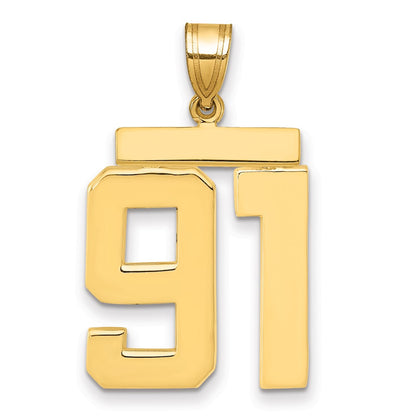 14k Yellow Gold Large Polished Number 91 Charm