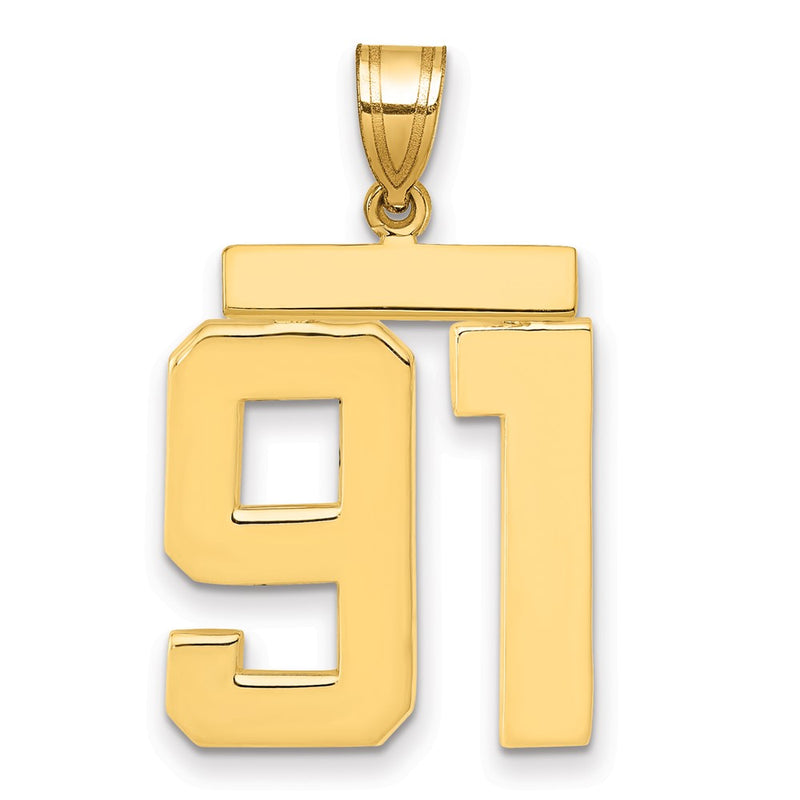 14k Yellow Gold Large Polished Number 91 Charm