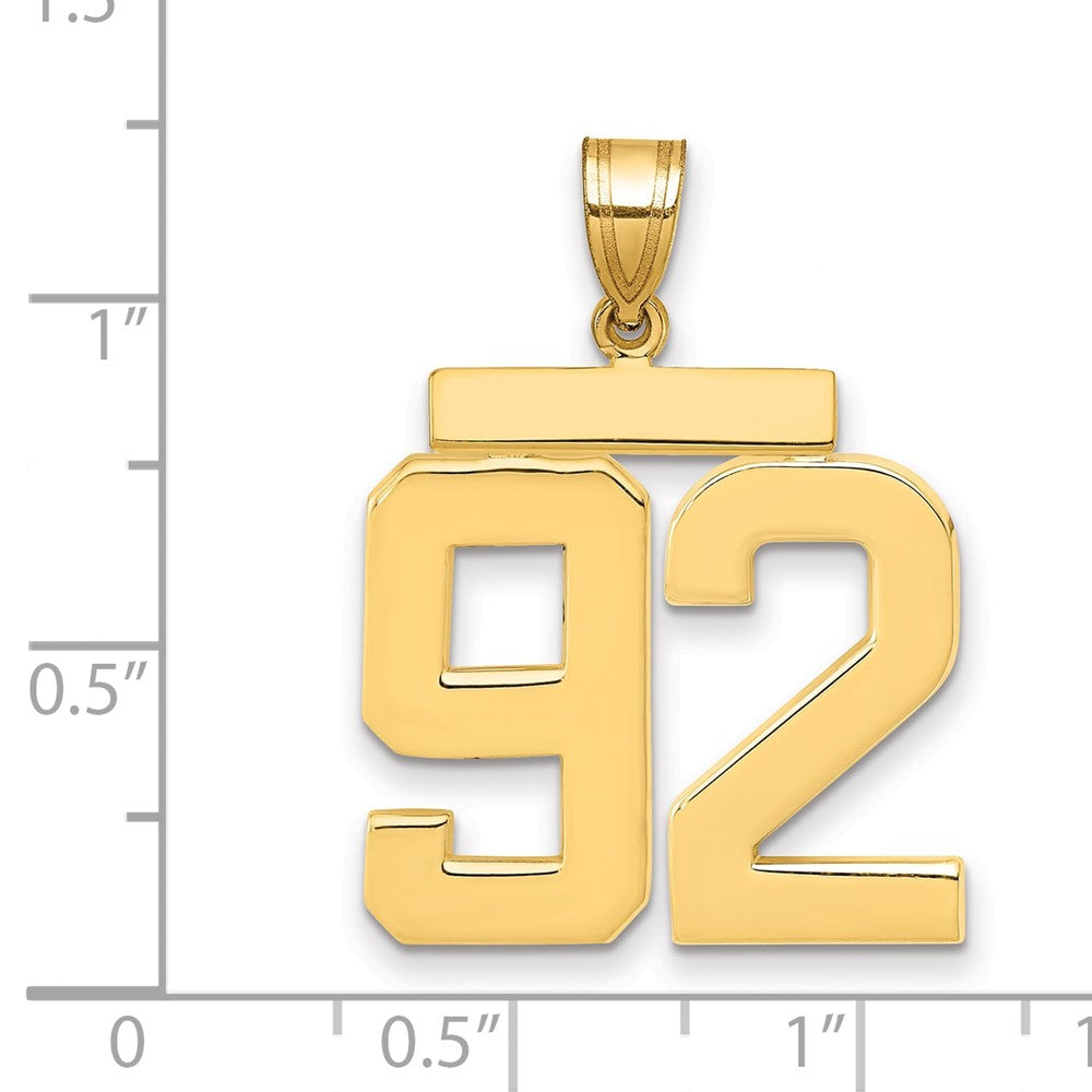 10K Yellow Gold Large Polished Number 92 Charm