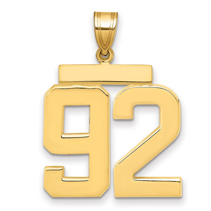 14k Yellow Gold Large Polished Number 92 Charm