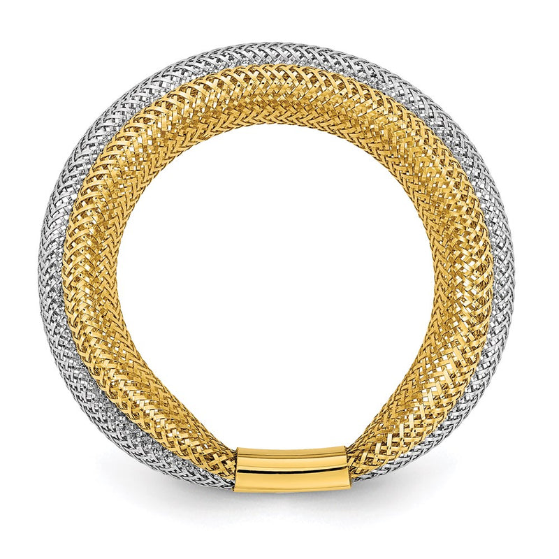 14K Yellow & Rhodium Polished/Textured Stretch Ring