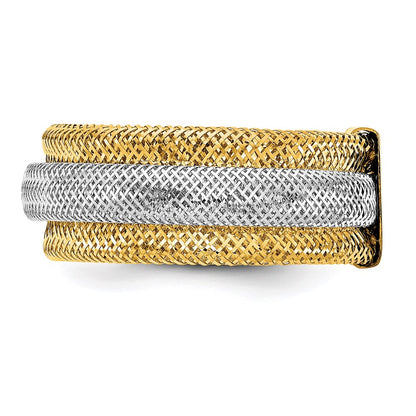 14K Yellow & Rhodium Polished/Textured Stretch Ring