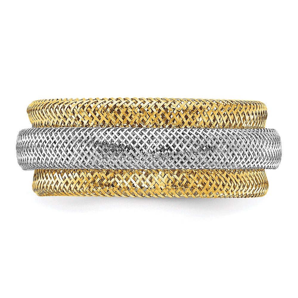 14K Yellow & Rhodium Polished/Textured Stretch Ring