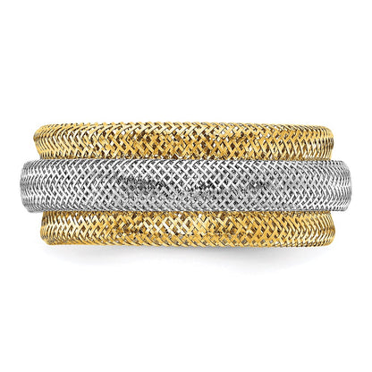 14K Yellow & Rhodium Polished/Textured Stretch Ring