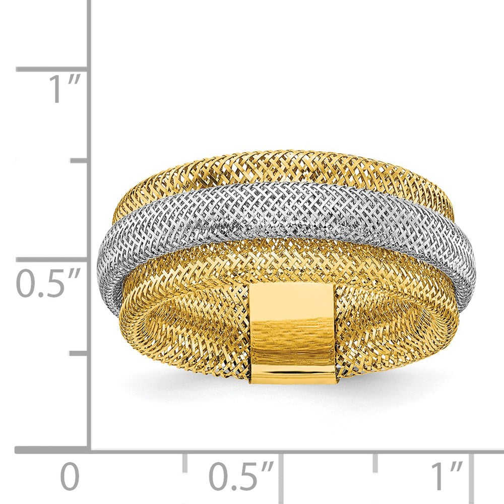 14K Yellow & Rhodium Polished/Textured Stretch Ring