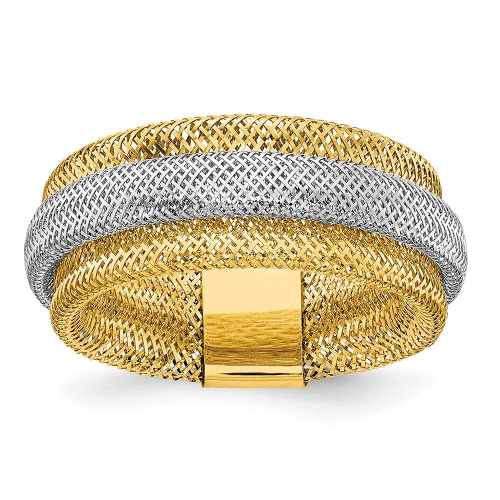 14K Yellow & Rhodium Polished/Textured Stretch Ring