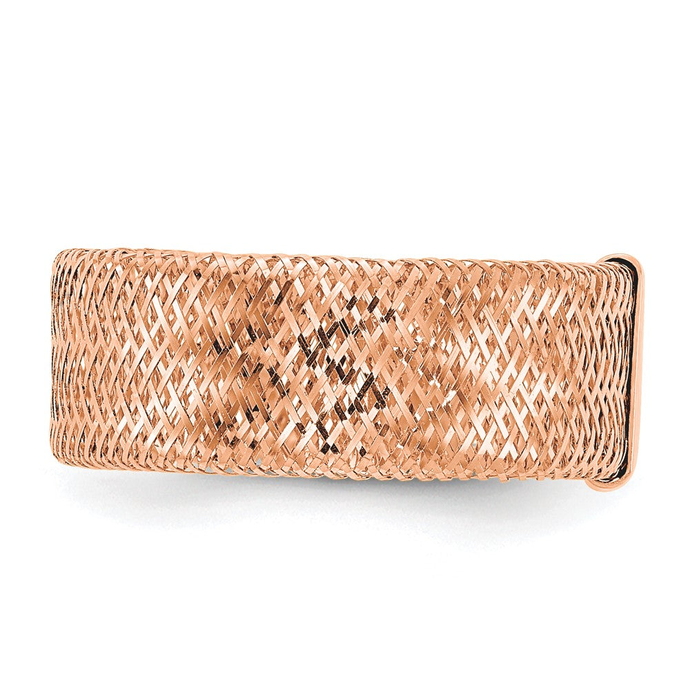 14K Yellow Gold With Rose Plating Polished/Textured Stretch Ring