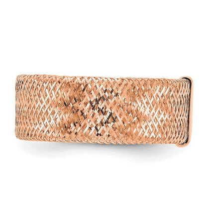 14K Yellow Gold With Rose Plating Polished/Textured Stretch Ring