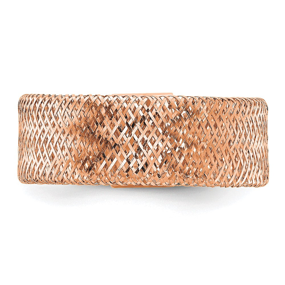 14K Yellow Gold With Rose Plating Polished/Textured Stretch Ring