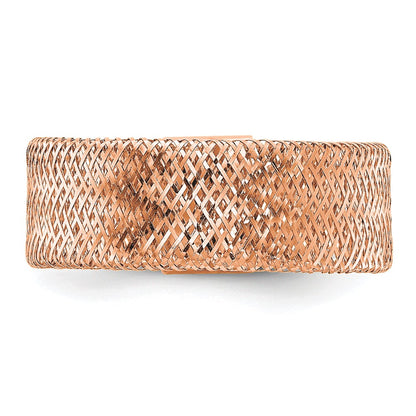14K Yellow Gold With Rose Plating Polished/Textured Stretch Ring