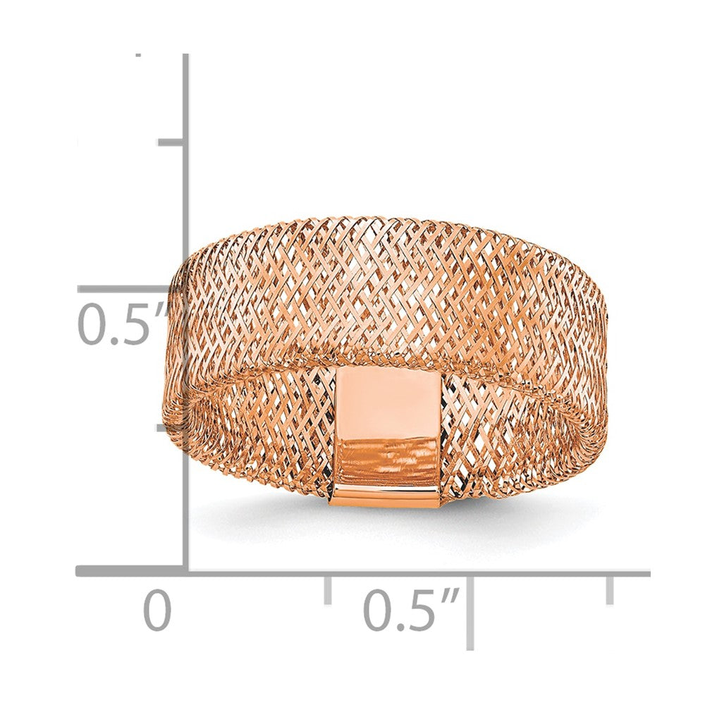 14K Yellow Gold With Rose Plating Polished/Textured Stretch Ring