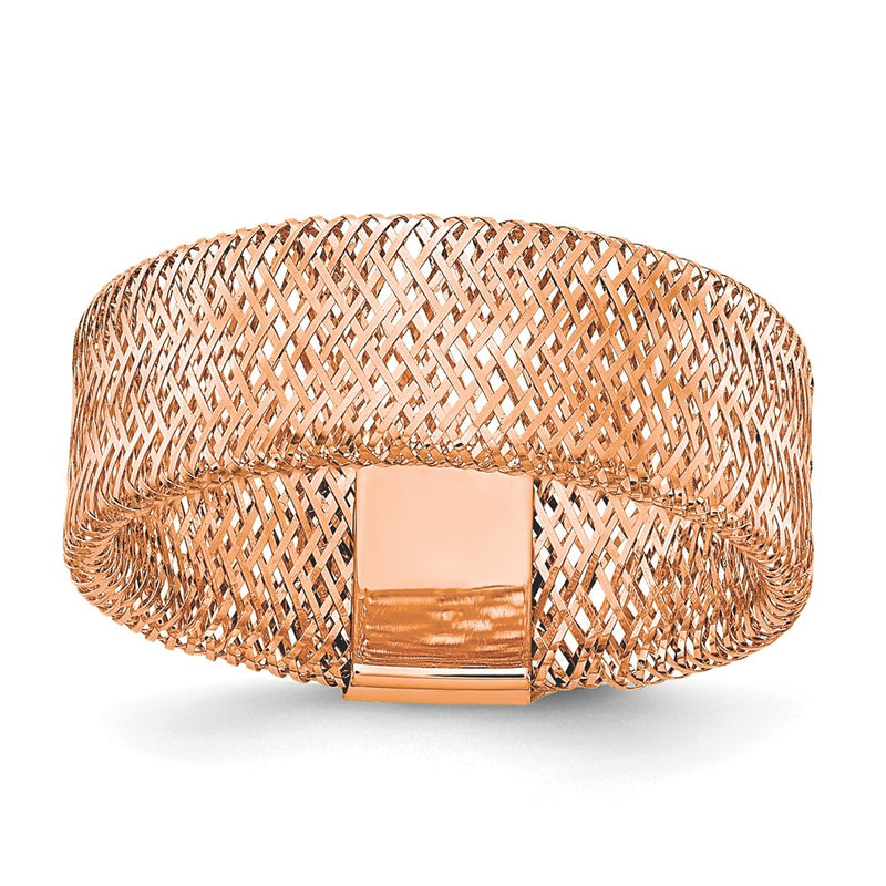14K Yellow Gold With Rose Plating Polished/Textured Stretch Ring