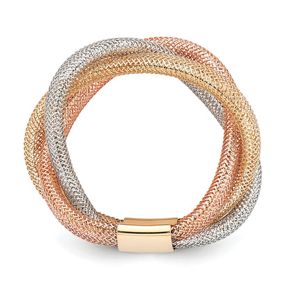 14K Yellow & Rhodium White And Rose Flexible Ring