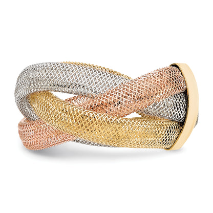 14K Yellow & Rhodium White And Rose Flexible Ring