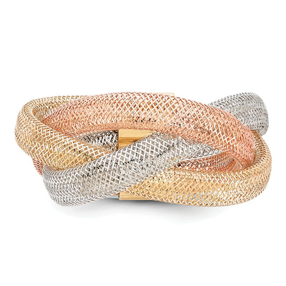 14K Yellow & Rhodium White And Rose Flexible Ring