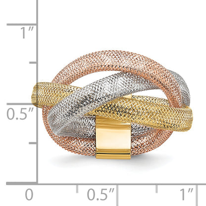 14K Yellow & Rhodium White And Rose Flexible Ring
