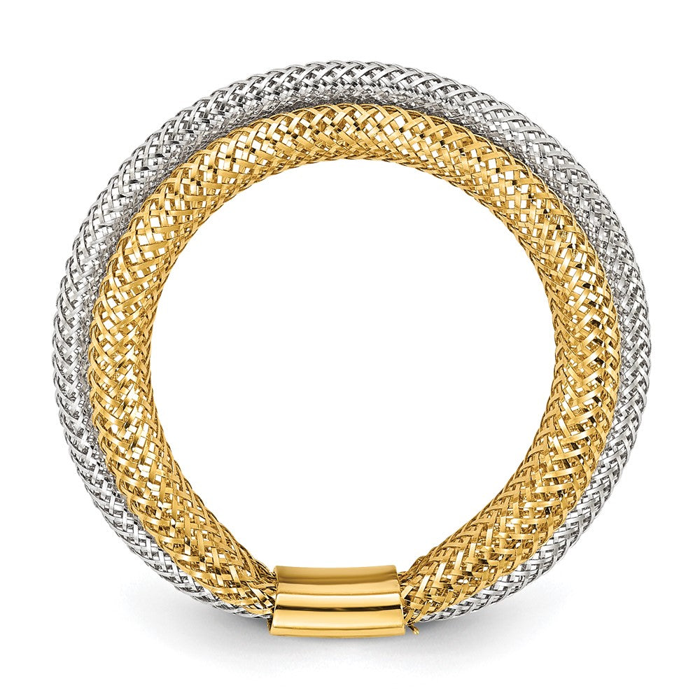 14K Yellow & Rhodium Polished/Textured Stretch Ring