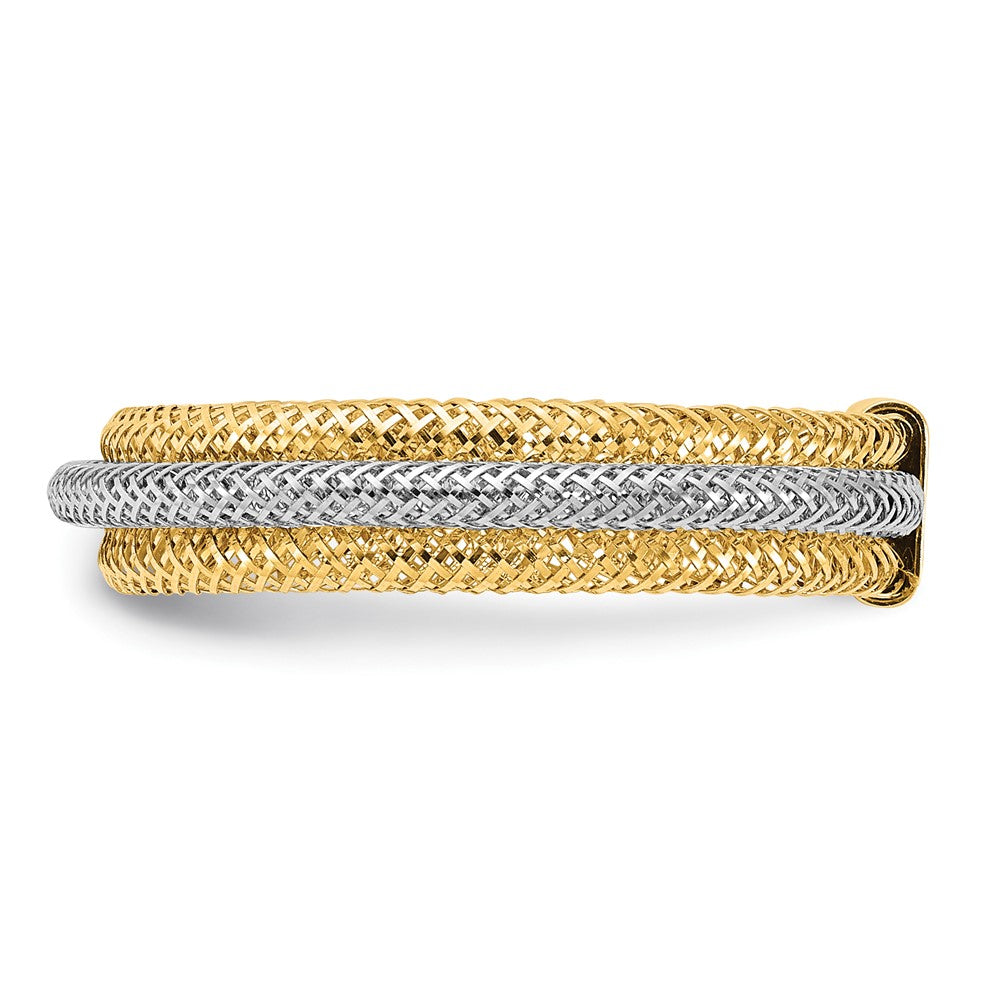 14K Yellow & Rhodium Polished/Textured Stretch Ring