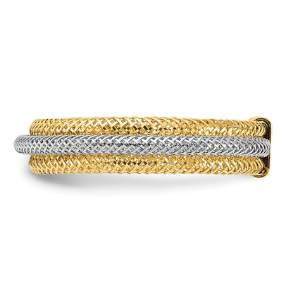 14K Yellow & Rhodium Polished/Textured Stretch Ring