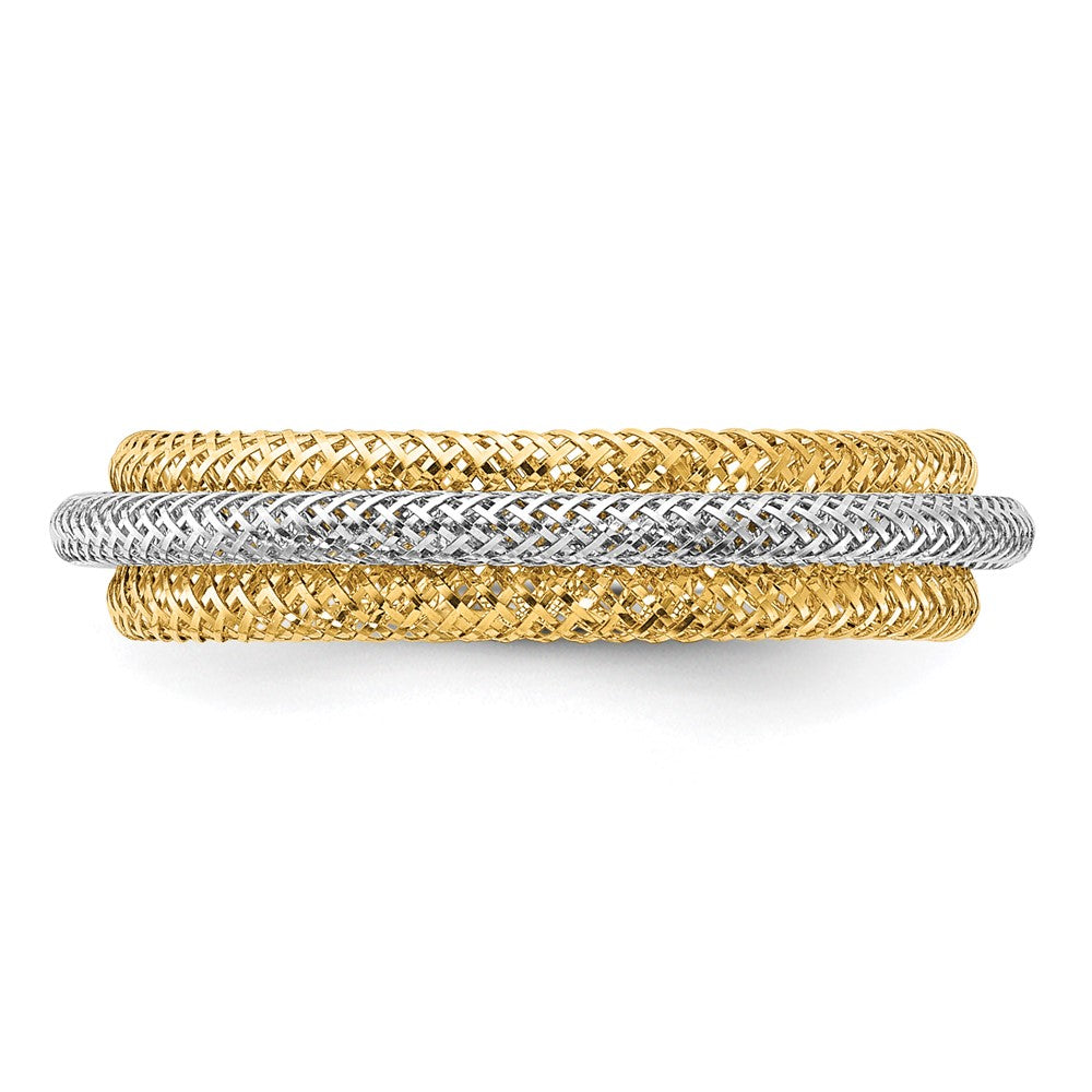14K Yellow & Rhodium Polished/Textured Stretch Ring