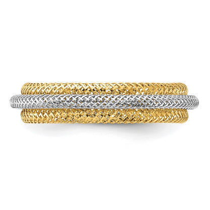 14K Yellow & Rhodium Polished/Textured Stretch Ring