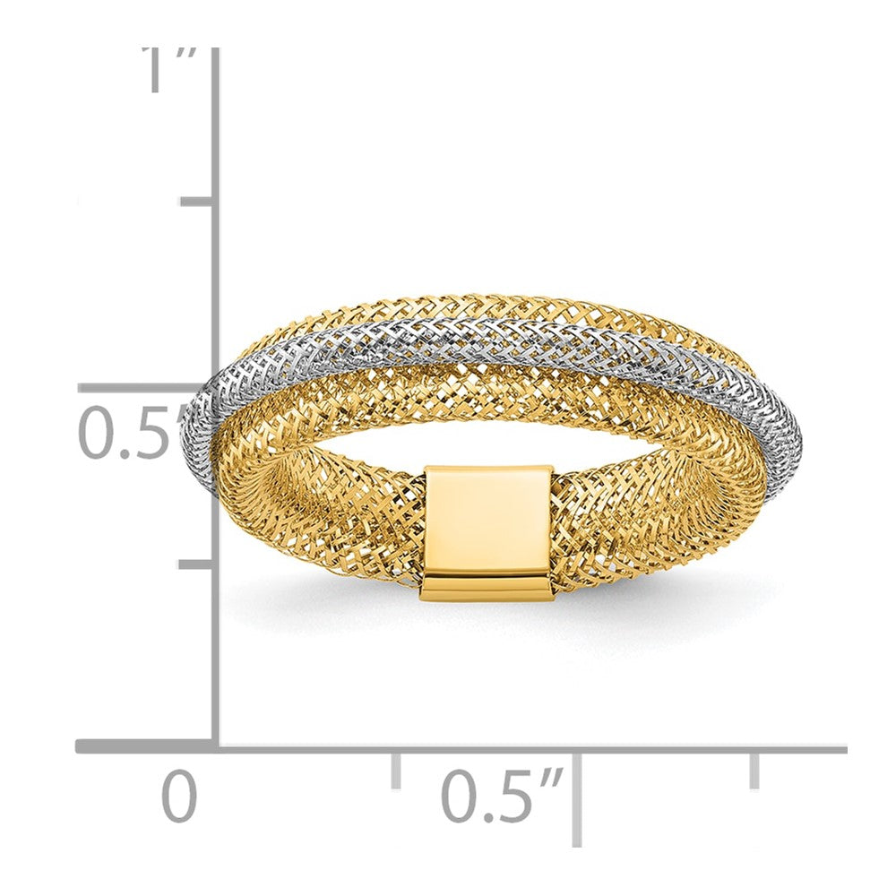 14K Yellow & Rhodium Polished/Textured Stretch Ring