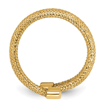 14K Yellow Gold Mesh Bypass Stretch Ring